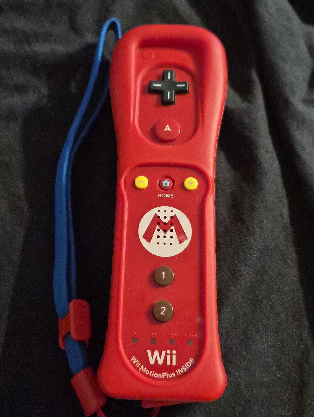 Nintendo Red Wii MotionPlus Remote with Blue Wrist Strap